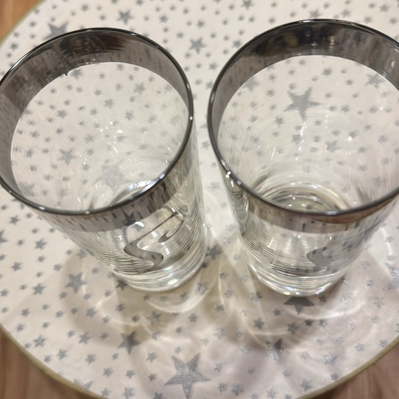 MCM Retro Dorothy Thorpe Silver Band Initial “L” Highball Glasses - Picture 3 of 6